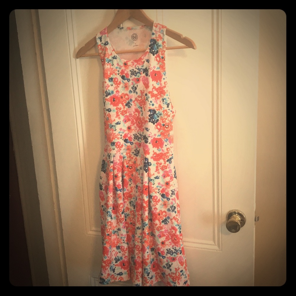 XL Coral/navy cut-out dress W/POCKETS